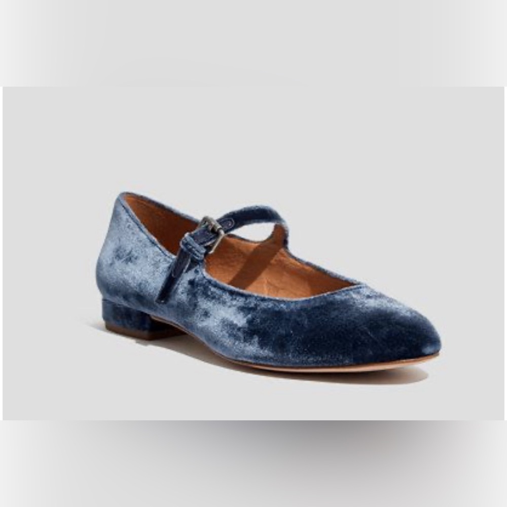 Madewell Coralie Blue Velvet Mary Janes